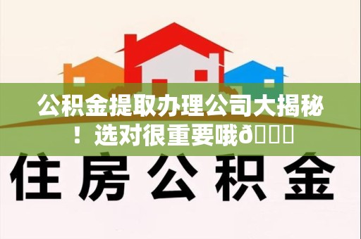 桐城公积金提取办理公司大揭秘！选对很重要哦😎